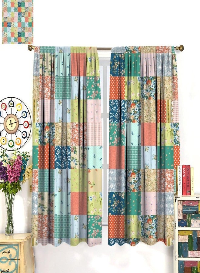 KANEPE Patchwork Curtains, Boho Floral Vintage Boho Colorful Spring Wild Flower Window Treatments, Rod Pocket Thermal Insulated Drapes 2 Panel Sets for Bedroom Living Room, 42" W x 45" L【Decor】 - Image 3